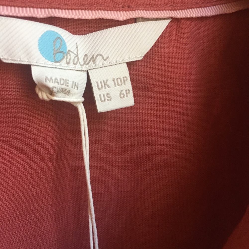 NWT Boden Freya Rust Linen Shirt Dress 6P - Picture 5 of 15
